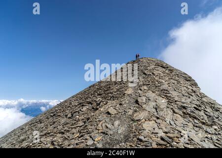 Auf dem Gipfel des Mont de l'Etoile, Val d'Arolla, Kanton Wallis. (Keine Modellfreigabe) Stockfoto