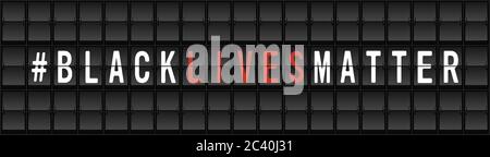 Schwarzes Leben Materie Protest Banner. Flughafen Split-Klappe Display Board Design Konzept Vektor Illustration Stock Vektor