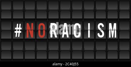 Kein Rassismus Protest Banner. Flughafen Split-Klappe Display Board Design Konzept Vektor Illustration Stock Vektor