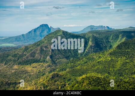 Luftaufnahme der Schluchten des Schwarzen Flusses Aussichtspunkt Mauritius. Stockfoto