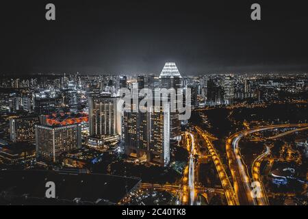 Der Blick auf Singapur von oben. Stockfoto