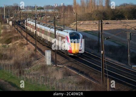 LNER Azuma Train at Colton Junction Stockfoto