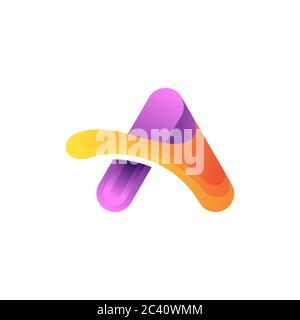 Modernes buntes A Letter Logo Design mit moderner Trendtypografie. Minimalistische abstrakte flache auffällige Buchstaben Logo Symbol Vektor Illustration. Stock Vektor
