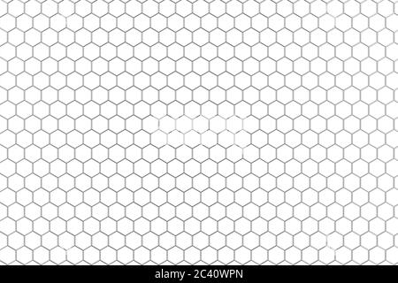 Metall Hexagon Zaun Hintergrundtextur auf weißem Hintergrund. 3d-Rendering Stockfoto
