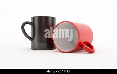 3D-Rendering von ein paar Kaffeebecher Stockfoto