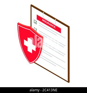 Krankenversicherung Konzept isoliert auf weiß. Versicherungsvertrag Vektor-Illustration Stock Vektor