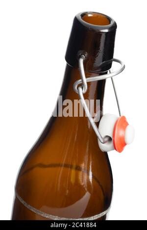 Nahaufnahme eines Engpasses. Eine moderne Flasche mit Blitz schaltet Swing-Typ Flip-Top-Verschlüsse Stopper Geräte Stockfoto