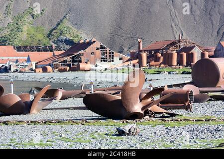 Ehemalige Stromnes Walfangstation in Süd-Georgia Insel Stockfoto