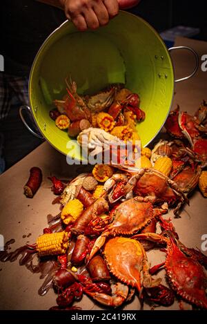 Krabben und Krebse kochen in Mississippi Stockfoto