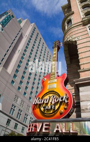 Hard Rock Cafe, Market Street, Philadelphia, Pennsylvania, USA Stockfoto