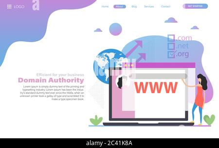 Vektor-Web-Header-Vorlage der Domain-Autorität in flach Stock Vektor