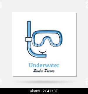 Vector einfaches Firmenlogo Beispiel - Unterwasser Tauchen Stock Vektor