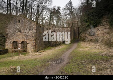 Ruinen der alten Bobbinenmühle bei Howk, Caldbeck, Cumbria, UK Stockfoto