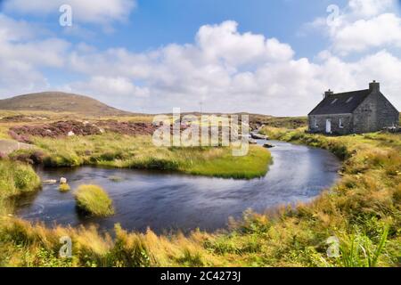 Ein Ferienhaus auf der Isle of North Uist in den Äußeren Hebriden in Schottland Stockfoto