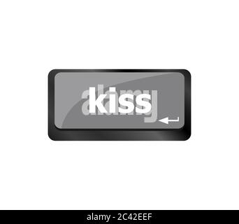 Schlüssel mit dem Wort Kuss darauf, auf einer Computertastatur Stockfoto
