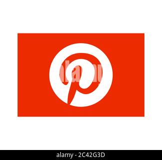 Pinterest-Logo. Pinterest ist eine Web- und mobile Anwendung, die eine Foto-Sharing-Website betreibt. Pinterest-App . Charkiw, Ukraine - 15. Juni 2020 Stockfoto