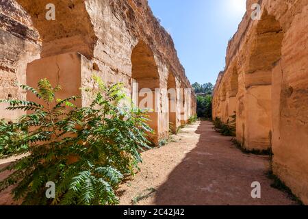 Der Gebäudekomplex Heri es-Souani ist ein UNESCO-Weltkulturerbe in Meknes, Marokko Stockfoto