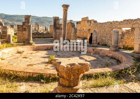 Alte römische Ruinenstadt Volubilis, Meknès-El Menzeh, Marokko Stockfoto