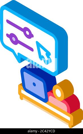 Desktop Movie Maker isometrische Symbol Vektor-Illustration Stock Vektor