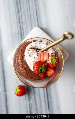 Schokolade Chia Pudding Stockfoto