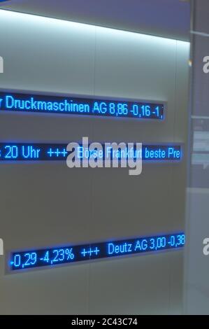 Börsenticker an der Frankfurter Börse, Hessen, Deutschland Stockfoto