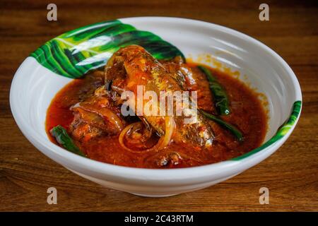 Sambal tudis sardin - Sardine Fisch mit würzigen Sambal gekocht. Stockfoto