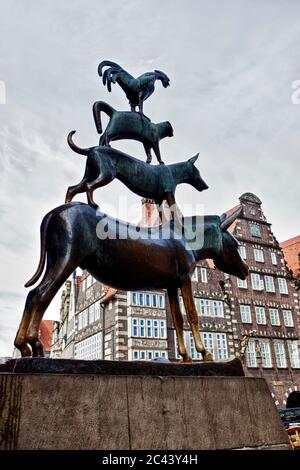 Statue der Bremer Stadtmusiker, Deutschland Stockfoto