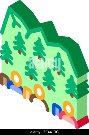 Menschen in Bergwald isometrische Symbol Vektor-Illustration Stock Vektor