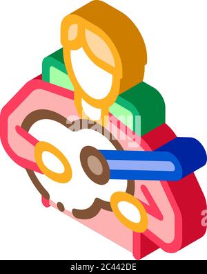 bard spielt auf Gitarre isometrische Symbol Vektor Illustration Stock Vektor