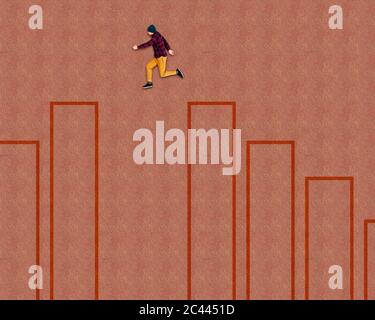 Luftaufnahme des Menschen auf dem Spielfeld Stockfoto