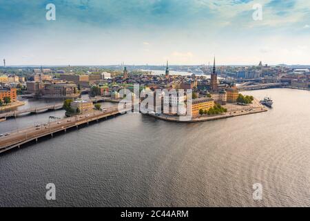 Schweden, Sodermanland, Stockholm, Luftaufnahme der Riddarholmen-Insel Stockfoto