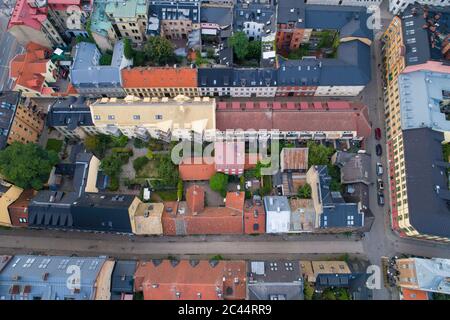 Schweden, Scania, Malmö, Luftaufnahme der Dächer der Altstadt Stockfoto