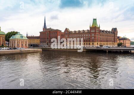 Schweden, Sodermanland, Stockholm, Brücke vor der Riddarholmen-Insel Stockfoto