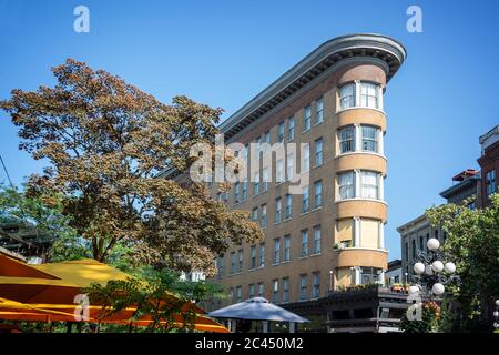 Hotel Europe, ein denkmalgeschützte Gebäude im flatiron-Stil in Gastown, in Vancouver BC Stockfoto