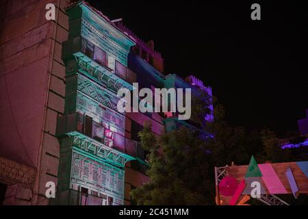 Alte Gebäude. Aus Holz und Ton, UNESCO-Weltkulturerbe ist ein historisches Dorf in Jeddah, Saudi-Arabien Stockfoto