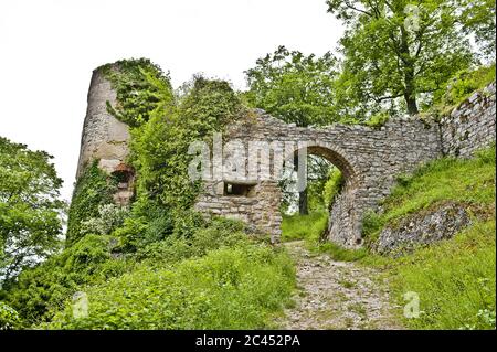 Burgruine in Ferrette, Frankreich Stockfoto