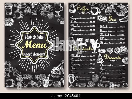 Restaurant Tafel Menü Design Vektor handgezeichnete Illustration Stock Vektor