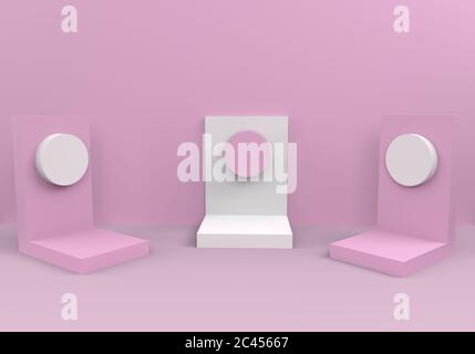 Podium in abstrakter blauer Komposition, 3d-Rendering, 3d-Illustration Stockfoto