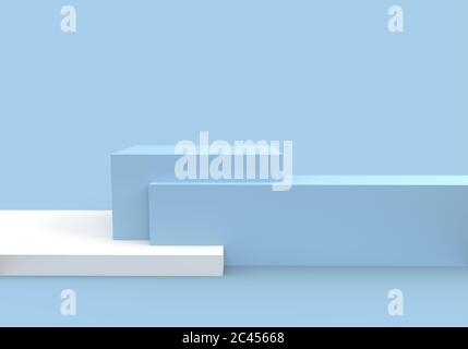 Podium in abstrakter blauer Komposition, 3d-Rendering, 3d-Illustration Stockfoto