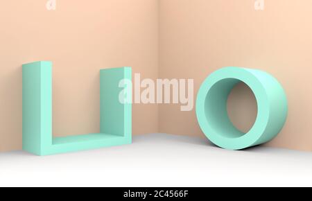 Podium in abstrakter blauer Komposition, 3d-Rendering, 3d-Illustration Stockfoto