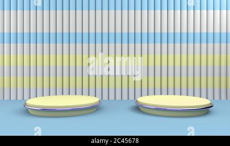 Podium in abstrakter blauer Komposition, 3d-Rendering, 3d-Illustration Stockfoto