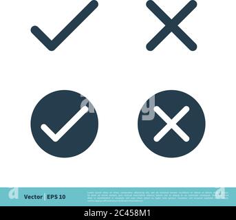 Ja/Nein, Stimme Zu/Nicht Zu, Wahr/Falsch Symbol Vektor Logo Vorlage Illustration Design. Vektor EPS 10. Stock Vektor