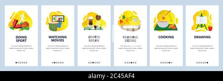 Habit Tracking Website und mobile App Onboarding Bildschirme Vektor-Vorlage Stock Vektor