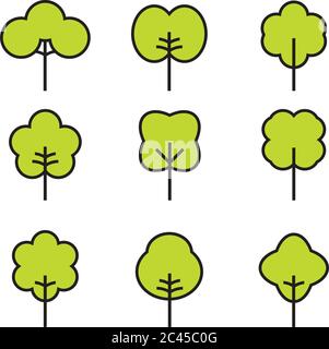 Symbol für Gliederungsbaum. Abstrakte Baumstruktur dünne Symbole. Umreißen Sie lineare Pflanzen. Bearbeitbare Konturfüllung. Baum einfaches isoliertes Vektorsymbol. Vektor. Stock Vektor