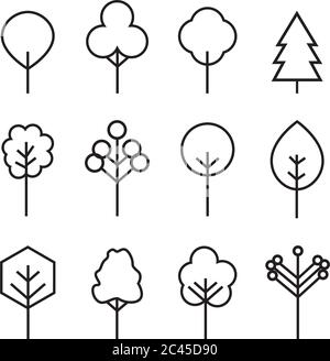 Symbol für Gliederungsbaum. Abstrakte Baumstruktur dünne Symbole. Umreißen Sie lineare Pflanzen. Bearbeitbare Konturfüllung. Baum einfaches isoliertes Vektorsymbol. Vektor. Stock Vektor