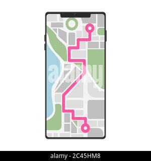 Smartphone-Modell mit Navigation City Map. Vektorgrafik für flache und durchgehende Farben. Stock Vektor