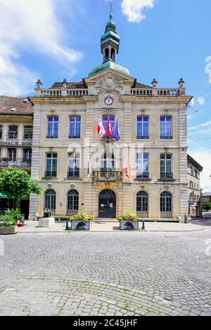 Hôtel de Ville in Porrentruy bei Rue Pierre-Péquignat 2, Kanton Jura, Schweiz. Stockfoto