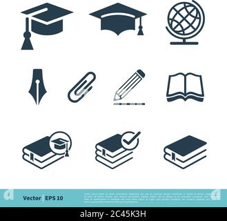 Bildung Icon Set Logo Vektor Vorlage Illustration Design. Vektor EPS 10. Stock Vektor