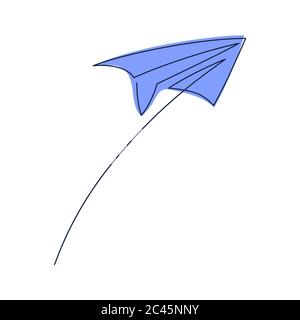 Papier Ebene kontinuierliche Linie Vektor Illustration - Flugzeug Silhouette mit einer einzigen Linie Art Stil gemacht. Stock Vektor