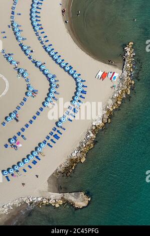 Luftaufnahme des Strandes von San Felice Circeo, Latium, Italien Stockfoto